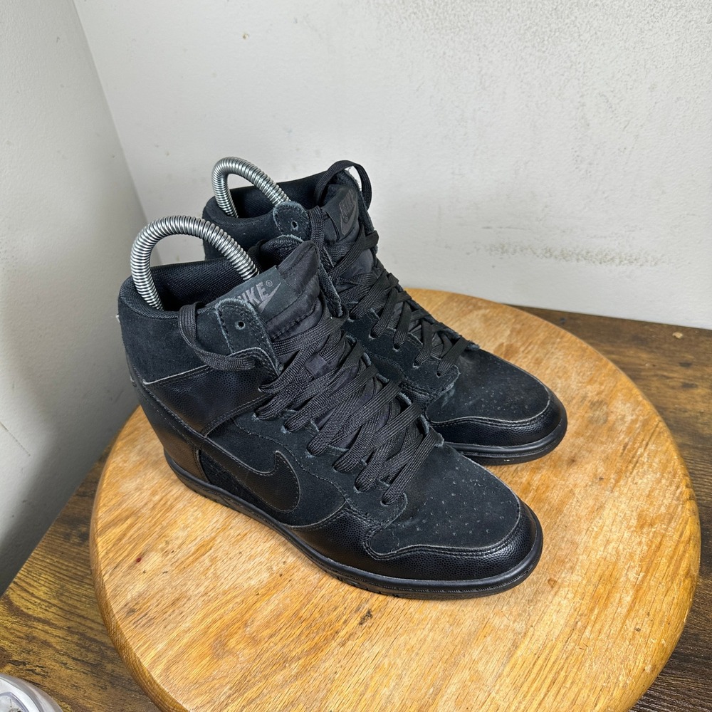 Nike Dunk Sky Hi Black Wedge Sneakers High Top 528899-004 Womens 6.5